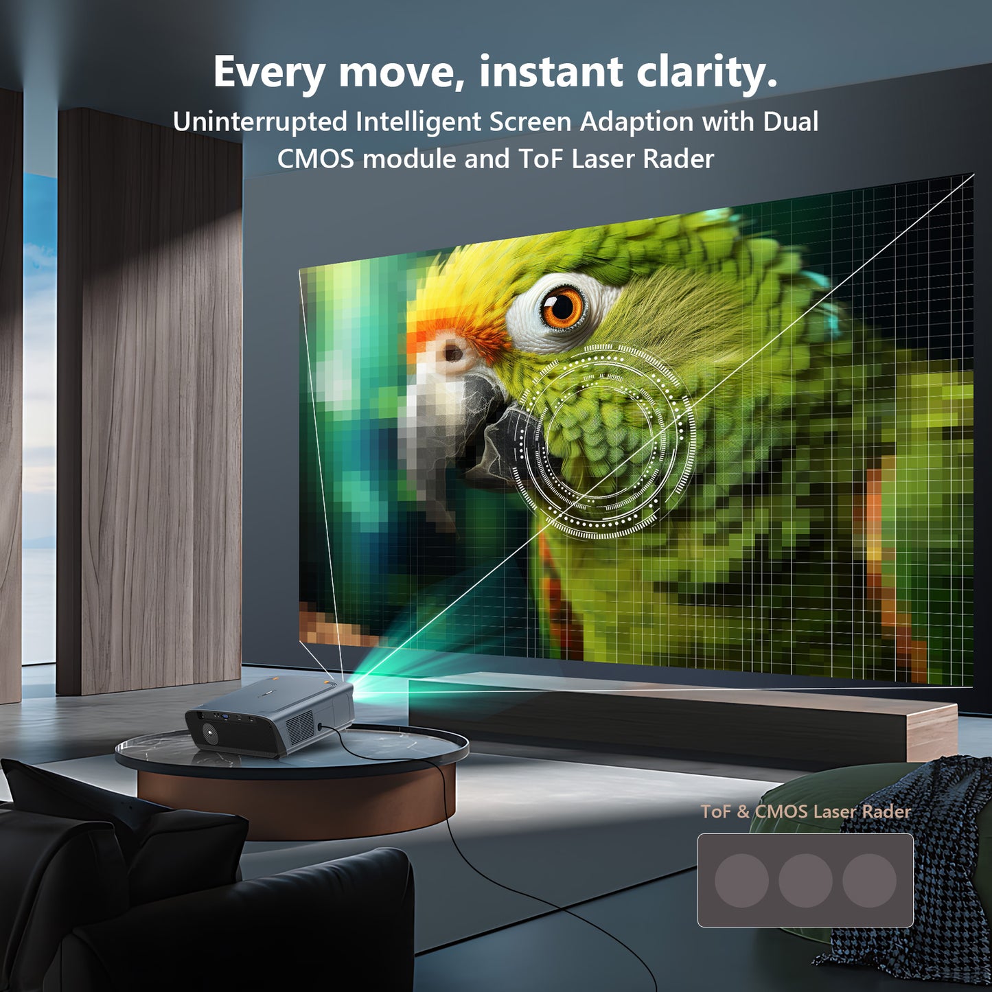 CAIWEI S7+ 4K Projector with 2025 Google TV 【Netflix Certified & Tof+CMOS Auto Focus】2400 ANSI Daytime Smart Projector Wireless NFC, WiFi6, Bluetooth,HDR10+,Dolby Audio,for Home Cinema/Outdoor Movies