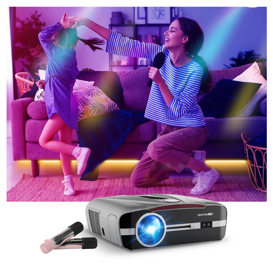 Auto Focus 4K Projector Daytime Karaoke Projectors with Wireless Microphone, 1200ANSI, Built-in Apps 5G WiFi Bluetooth Smart TV Proyector 1080P Full HD WLAN HDMI ARC USB, Ceiling Mount