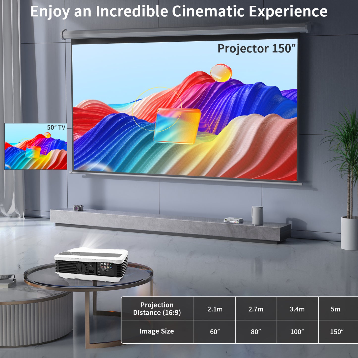 X88+ Best 1080P Home Entertainment Projector with Wireless WiFi Bluetooth, Built-in Streaming Apps Speakers Digital Zoom