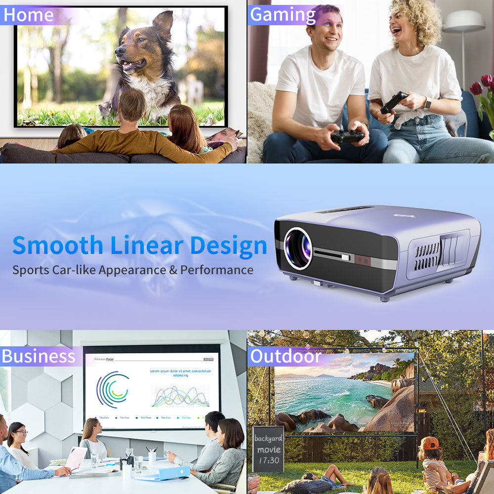 4K WiFi Video Projector,13000LM Smart Projector LED Native 1080P Full HD,5G Wireless Android Projector Airplay Netflix YouTube Compatible,Home Cinema Outdoor Projector with Zoom Speaker HDMI USB RJ45