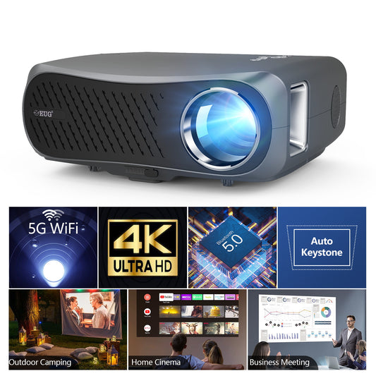 CAIWEI 5G WIFI 1080P FHD Projector Support 4K, 10000 Lumens, Android OS, Bluetooth4.2