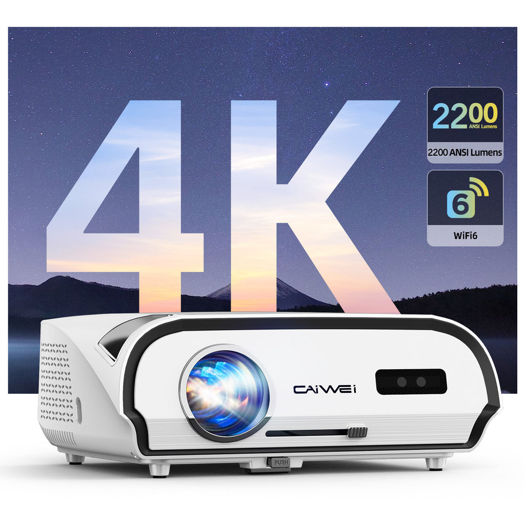 CAIWEI A10R 4K Daytime Projector 2200 ANSI Ultra Bright Smart Projector with NFC Screencast, Home Theater Projector for Daylight Viewing, Wifi and Bluetooth, 50%Zoom, 6D/P Keystone, Dust-Proof, Outdoor Movie