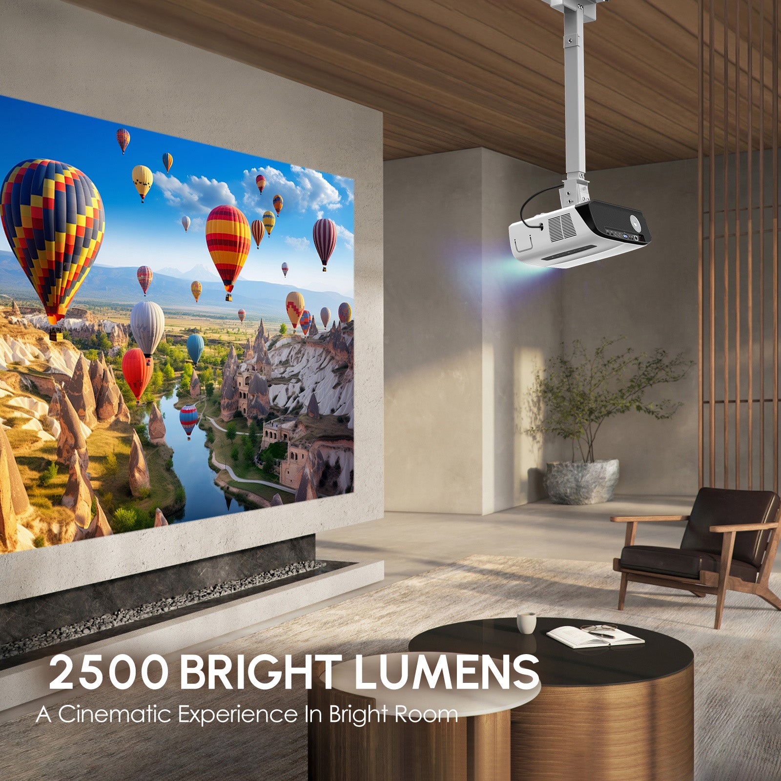 CAIWEI A9S Ultra HD 4K Projector with 5G Wifi and Bluetooth, Movie Projectors with NETFLIX/YouTube Android TV