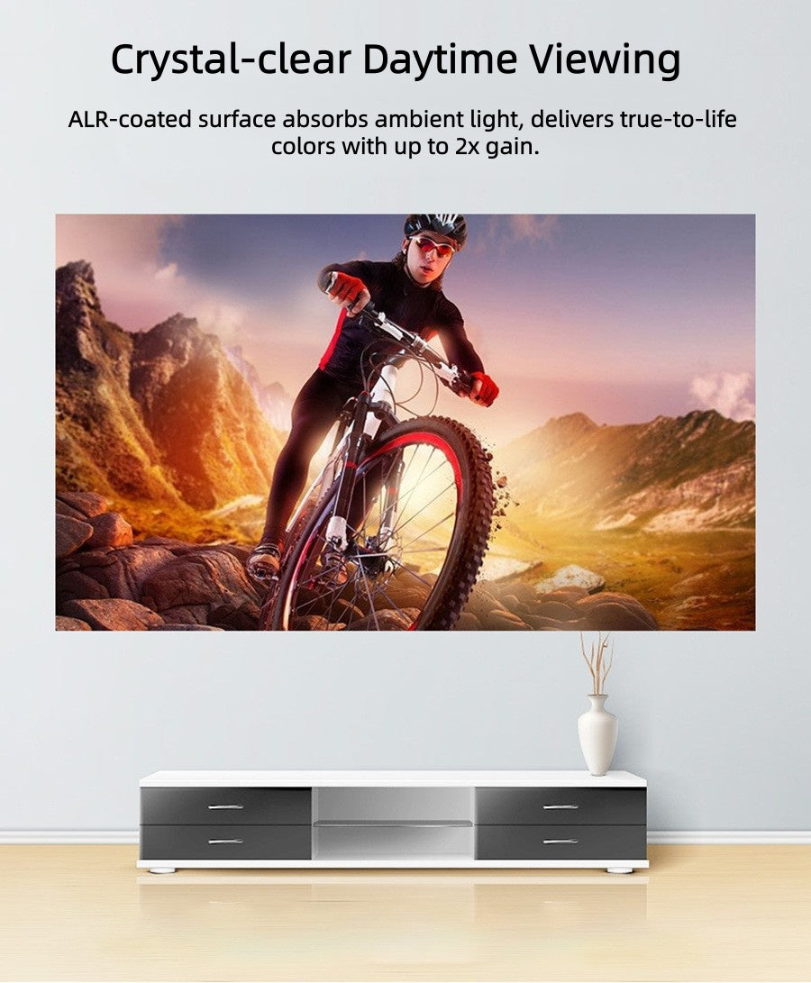 100-Inch ALR Projector Screen – Ambient Light Rejecting, Crystal Clear Daytime Viewing
