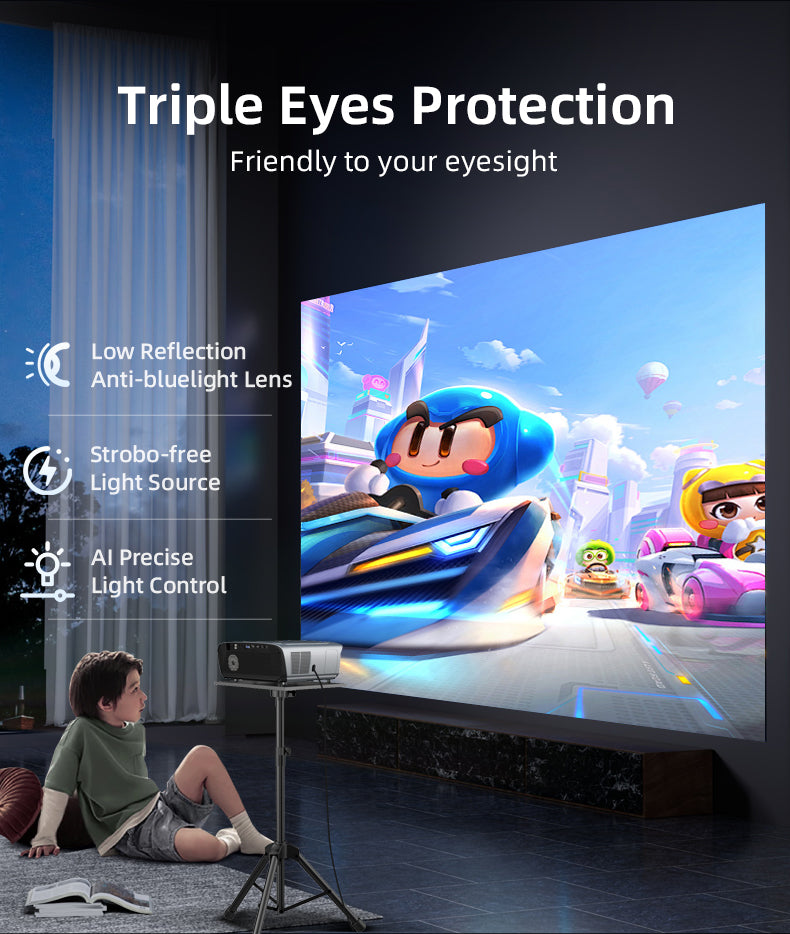 CAIWEI S7+ 4K Projector with 2026 Google TV 【Netflix Certified & Tof+CMOS Auto Focus】2500 ANSI Daytime Smart Projector Wireless NFC, WiFi6, Bluetooth,HDR10+,Dolby Audio, for Home Cinema/Outdoor Movies