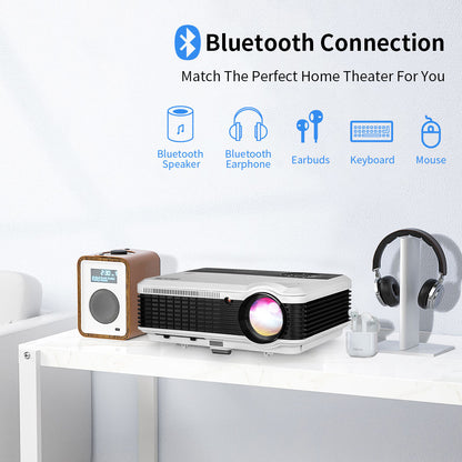 X88+ Best 1080P Home Entertainment Projector with Wireless WiFi Bluetooth, Built-in Streaming Apps Speakers Digital Zoom