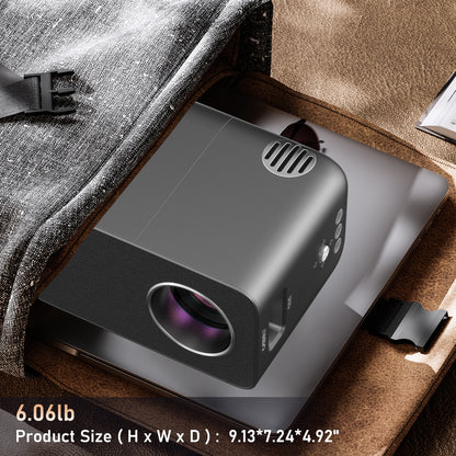 Portable LCD Projector Wireless Cast with iPhone, Home Cinema Projectors 1080P Native, Work as Bluetooth Speakers