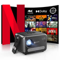CAIWEI A6T 2025 Portable Movie Projector 4K Indoor Outdoor with NFC, WiFi 6 and Bluetooth 5.4, Netflix Licensed & DoIby Audio, HDMI ARC, Auto Focus/Keystone, Smart Android TV Proyector with Apps YouTube, HDR10+