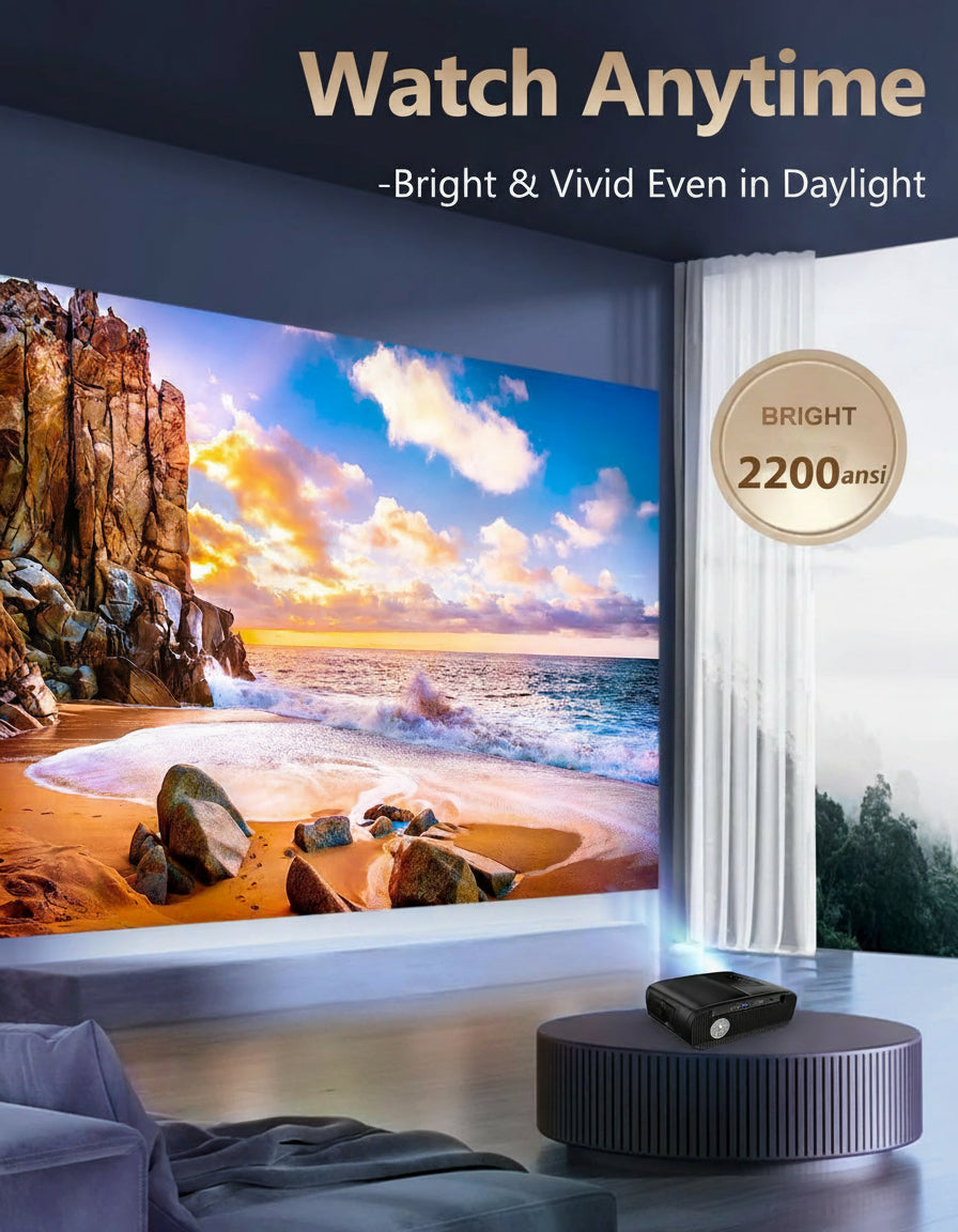 CAIWEI 1000D Smart Projector 4K with NETFLIX Licensed, NFC WiFi 6, Bluetooth 5.4 Dolby Audio, Ultra Bright Daylight Projector 2200ANSI HDR ToF Laser Auto Focus Shorter Throw, for Movie Gaming TV Home Theater