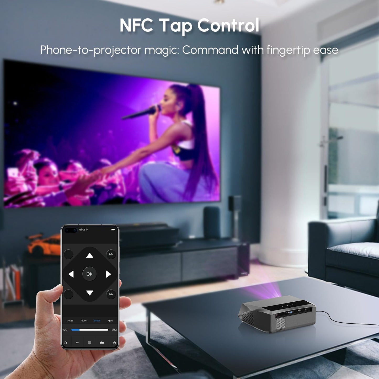 CAIWEI A10Q 4K Google TV Daytime Projector 2300 ANSI Ultra HD Smart Daylight Projector with ToF CMOS Auto Focus, 1.2 Short Throw, Dolby, Bluetooth WiFi6 for Bright Room, Home Theater, Outdoor Movie, Ceiling Mount