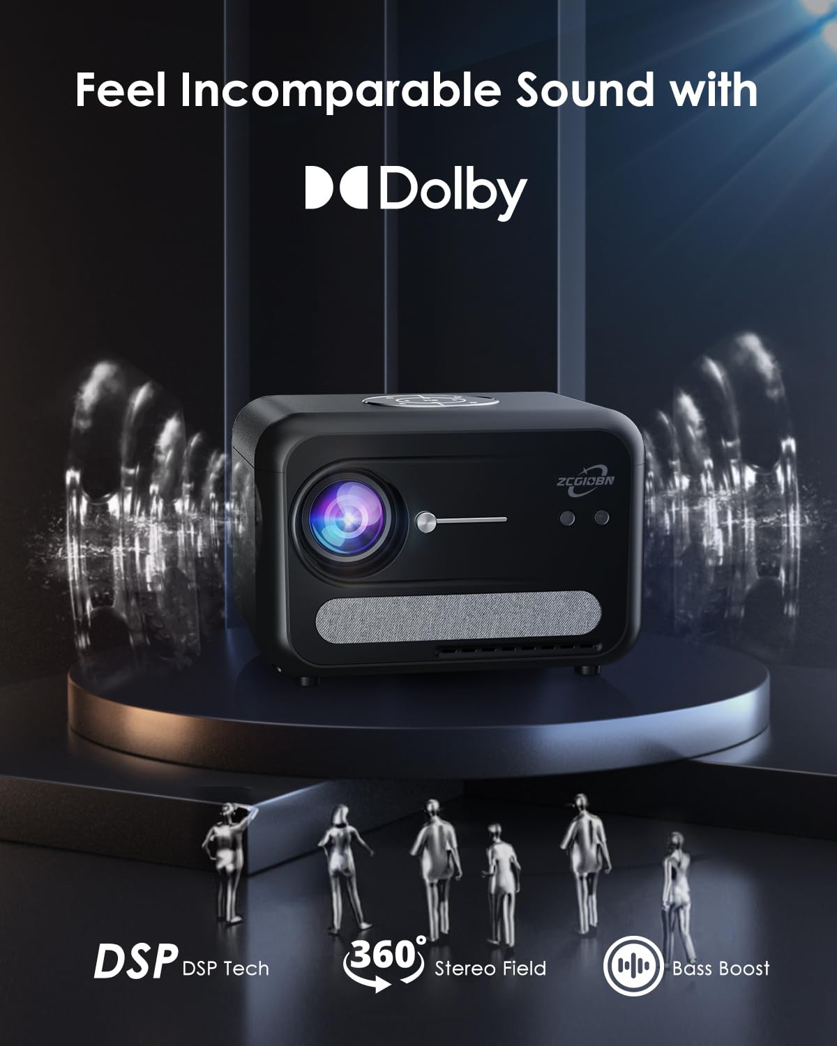 CAIWEI A6T 2025 Portable Movie Projector 4K Indoor Outdoor with NFC, WiFi 6 and Bluetooth 5.4, Netflix Licensed & DoIby Audio, HDMI ARC, Auto Focus/Keystone, Smart Android TV Proyector with Apps YouTube, HDR10+