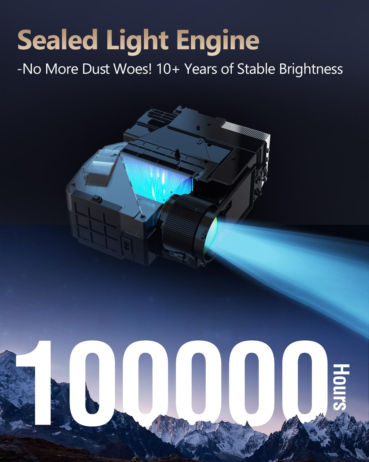 CAIWEI 1000D Smart Projector 4K with NETFLIX Licensed, NFC WiFi 6, Bluetooth 5.4 Dolby Audio, Ultra Bright Daylight Projector 2200ANSI HDR ToF Laser Auto Focus Shorter Throw, for Movie Gaming TV Home Theater