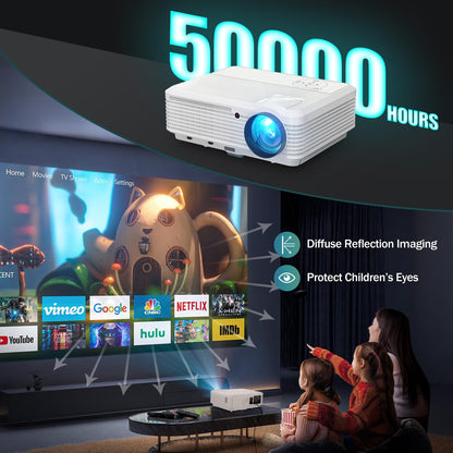 CAIWEI LED LCD 8000 Lumens 1080P Wireless Bluetooth Video Projectors, Compatible with iOS/Android