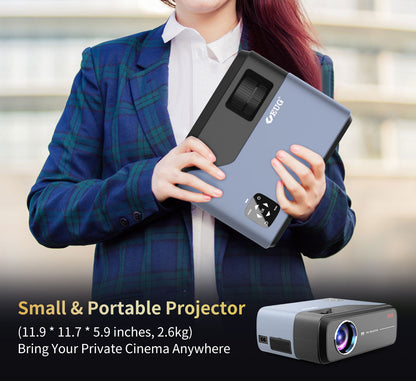 Portable 4K Movie Projector with WiFi Bluetooth,Smart Native 1080P Home Outdoor Projectors with Netflix Youtobe,LED Small Video Proyector for Home Theater Games Sports Laptop Phone Fire Stick