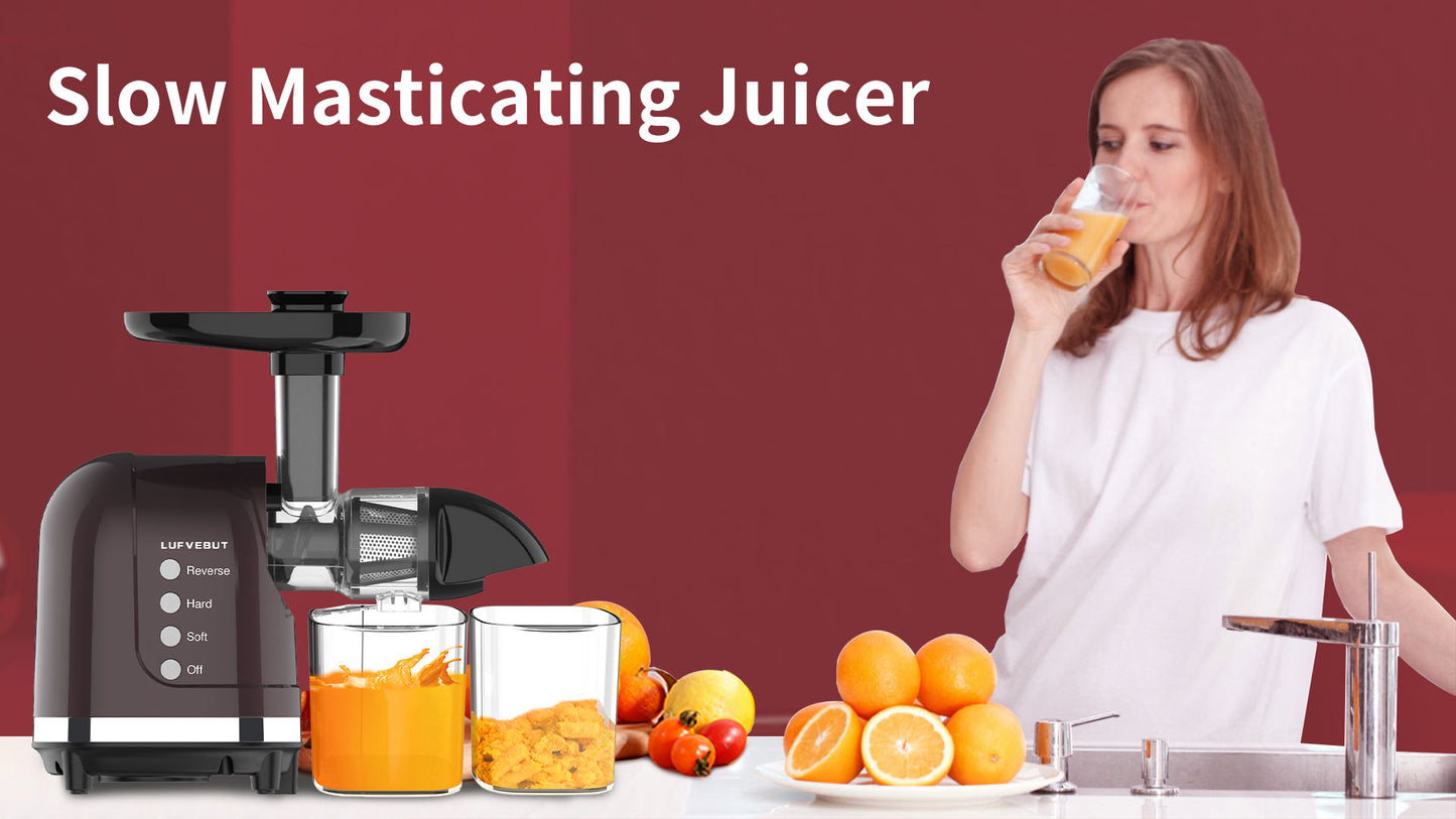 LUFVEBUT Slow Masticating Juicer BPA Free - BP8068 , Burgundy Red