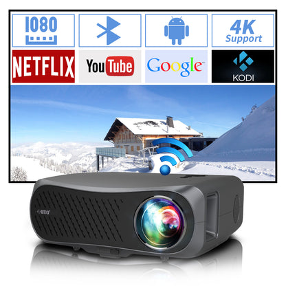 CAIWEI Full HD Wifi Bluetooth Projector 1080P Native Support 4K,10000 Lumen LED Smart Android Wireless Home Outdoor Business Projector