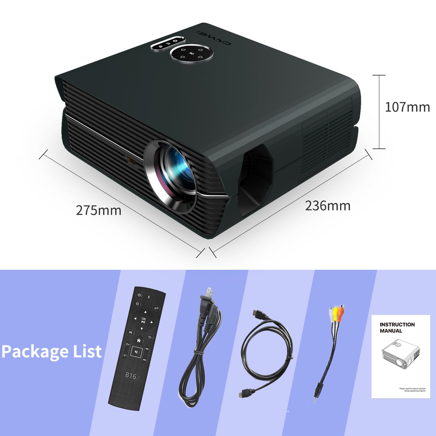 A10AB Smart WiFi Bluetooth Outdoor Projector 4K Movie, Full HD Projector 1080p Support HDR10+